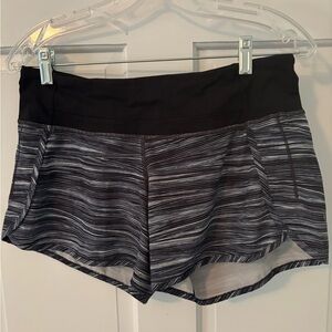 lululemon athletica Black & Gray Striped Running Shorts